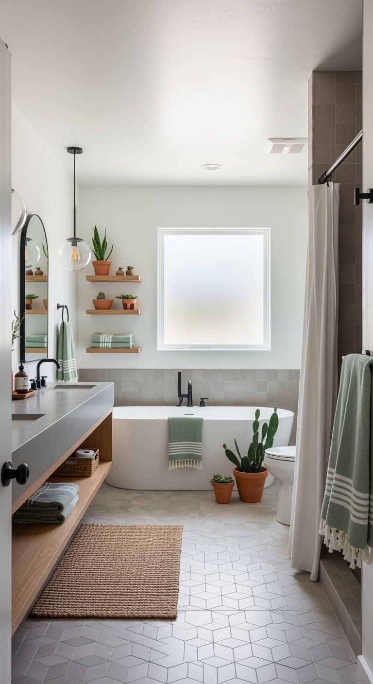 warm gray desert spa bathroom