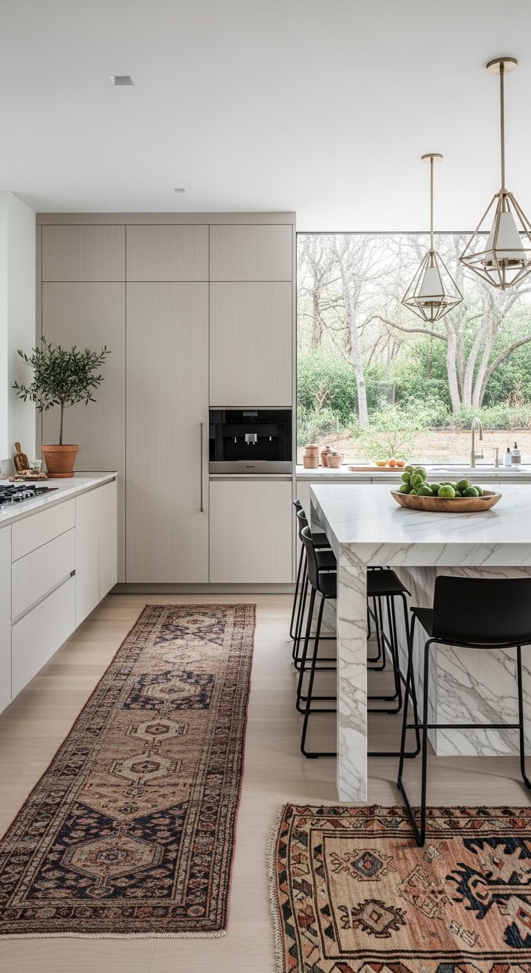 vintage rugs complement contemporary furnishings