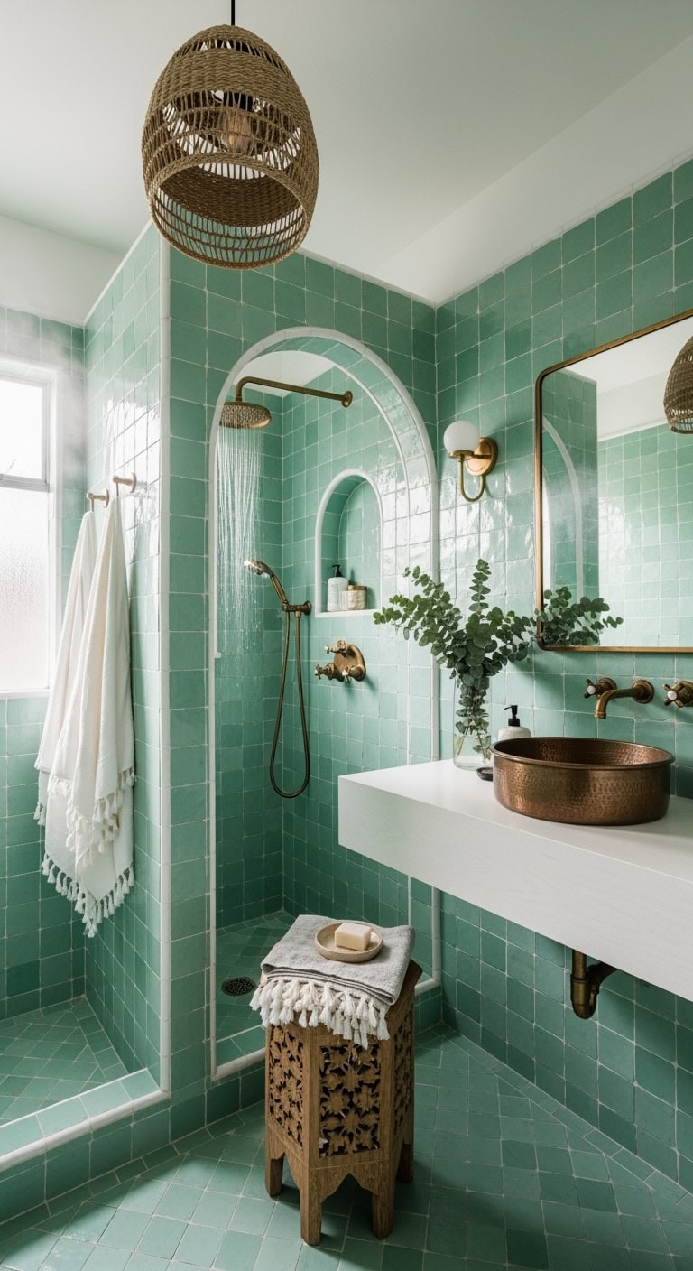 mesmerizing moroccan spa inspired bathroom tile