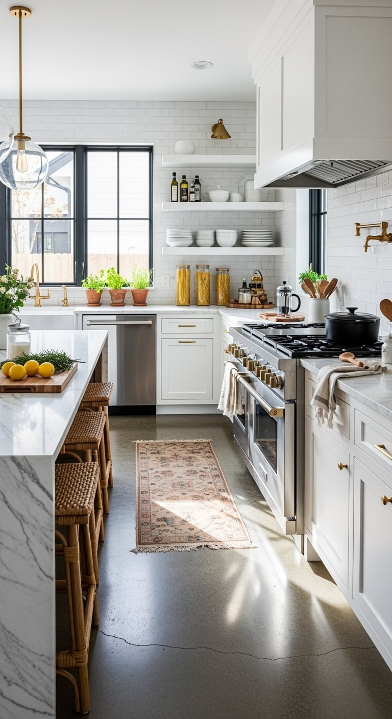 sophisticated industrial chic concrete floors