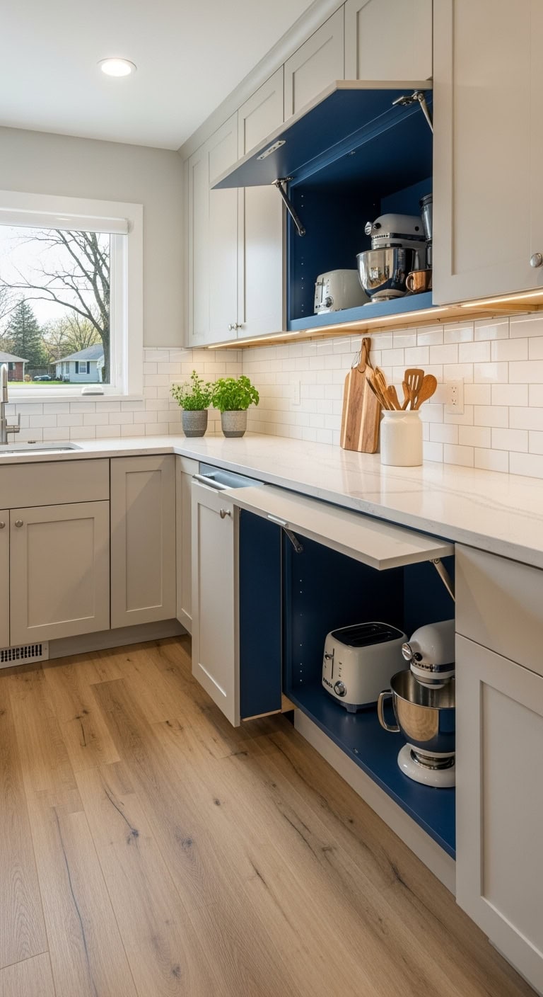 hidden countertop appliance storage