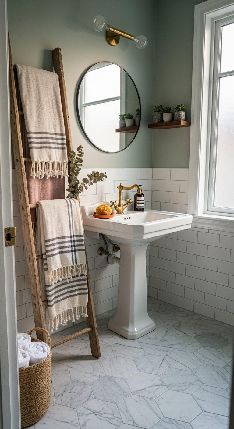 elegant understated curated turkish towel display