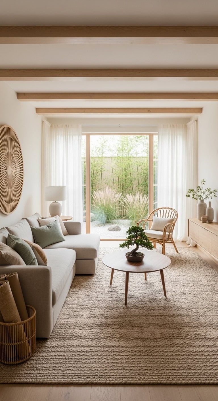 japandi beige zen living