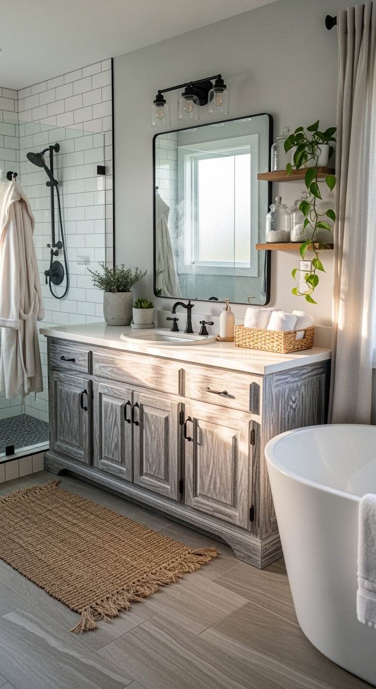 beach inspired driftwood vanity aesthetic