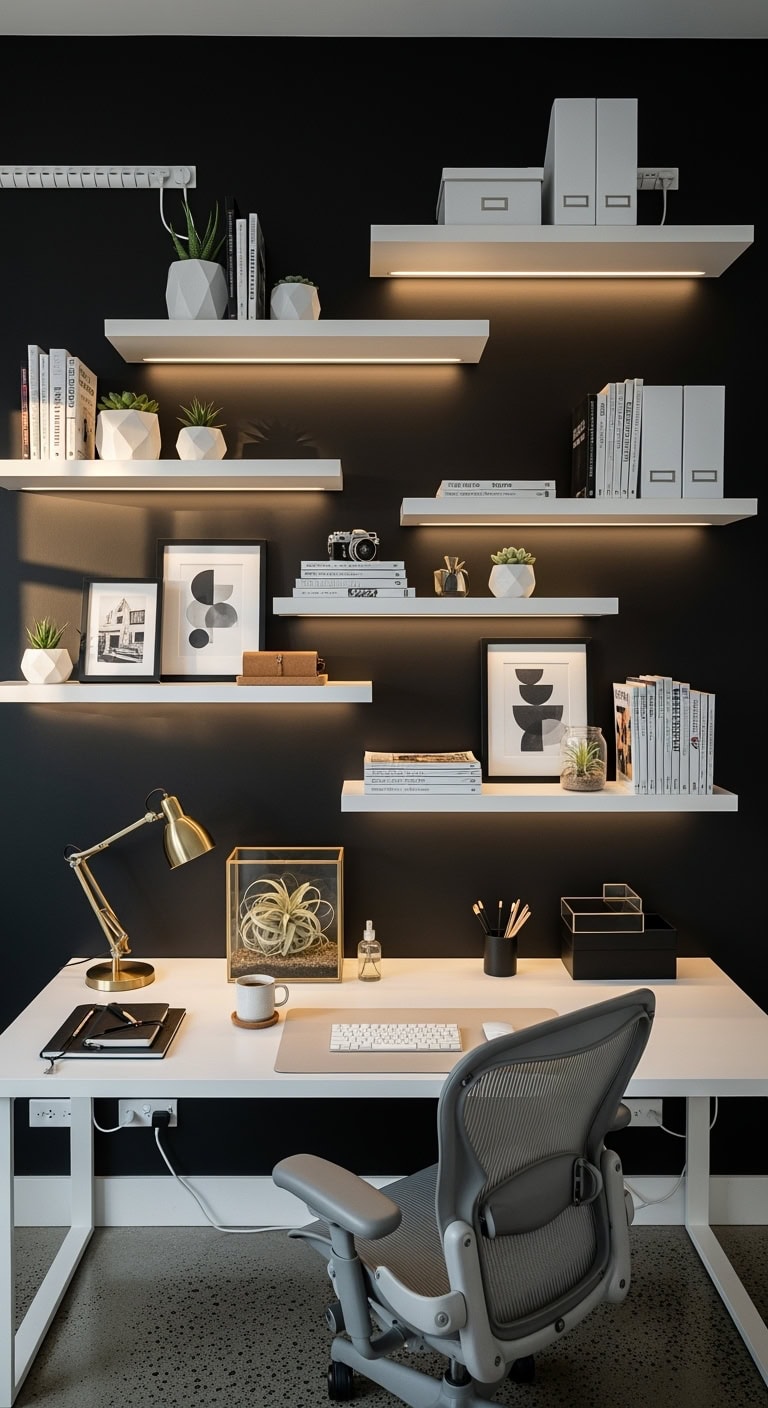 floating minimalist curated breathtaking shelves
