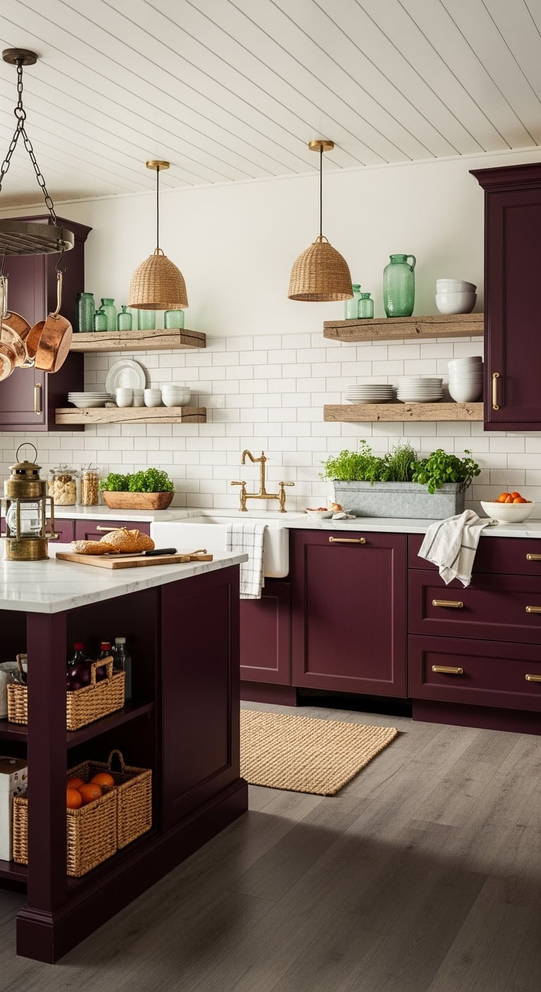 burgundy coastal kitchen elegance