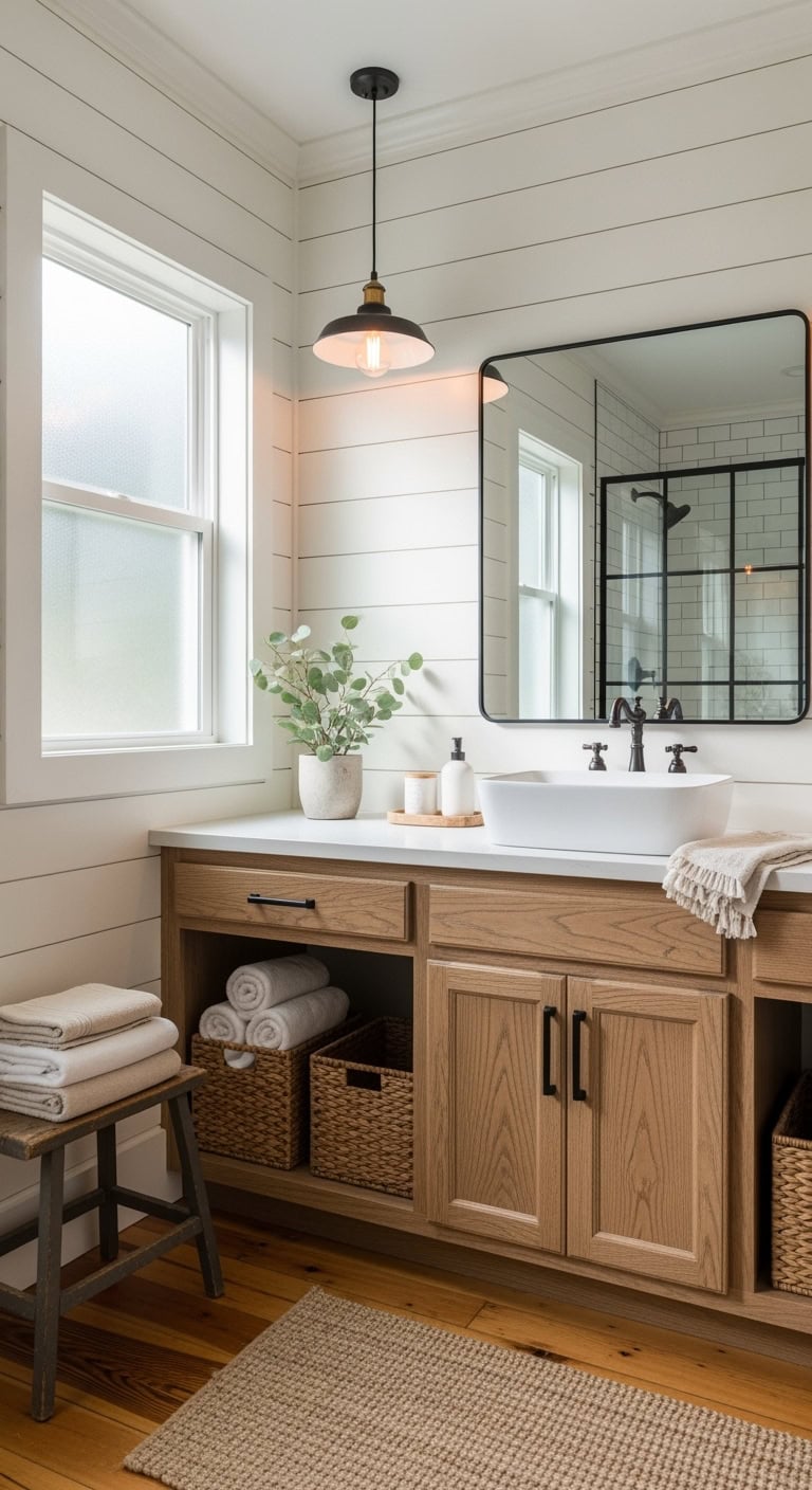 cozy modern farmhouse bathroom retreat