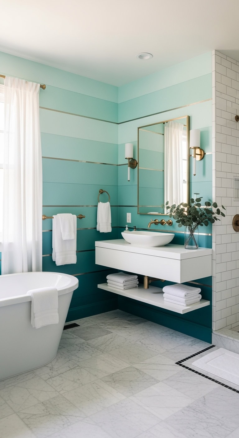 serene underwater gradient ombre bathroom