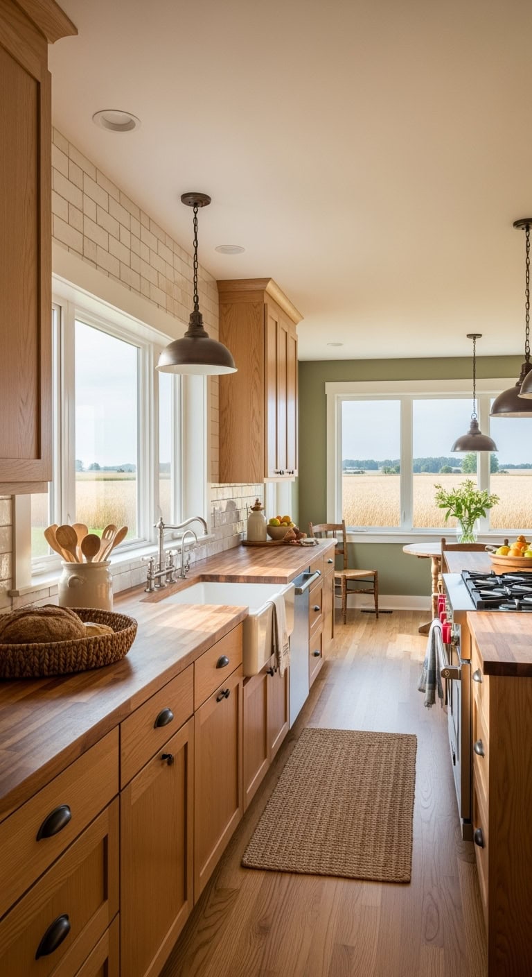wheat toned artisan farmhouse kitchen