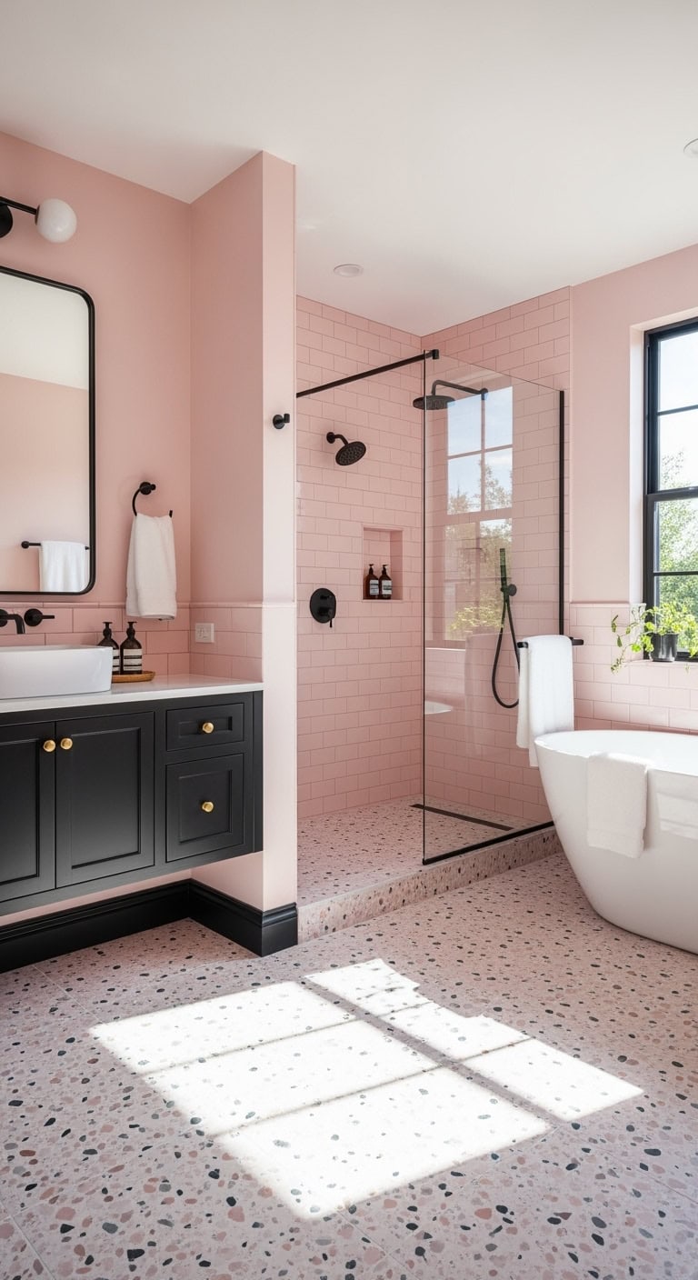 blush terrazzo flooring glamorous sophisticated playful