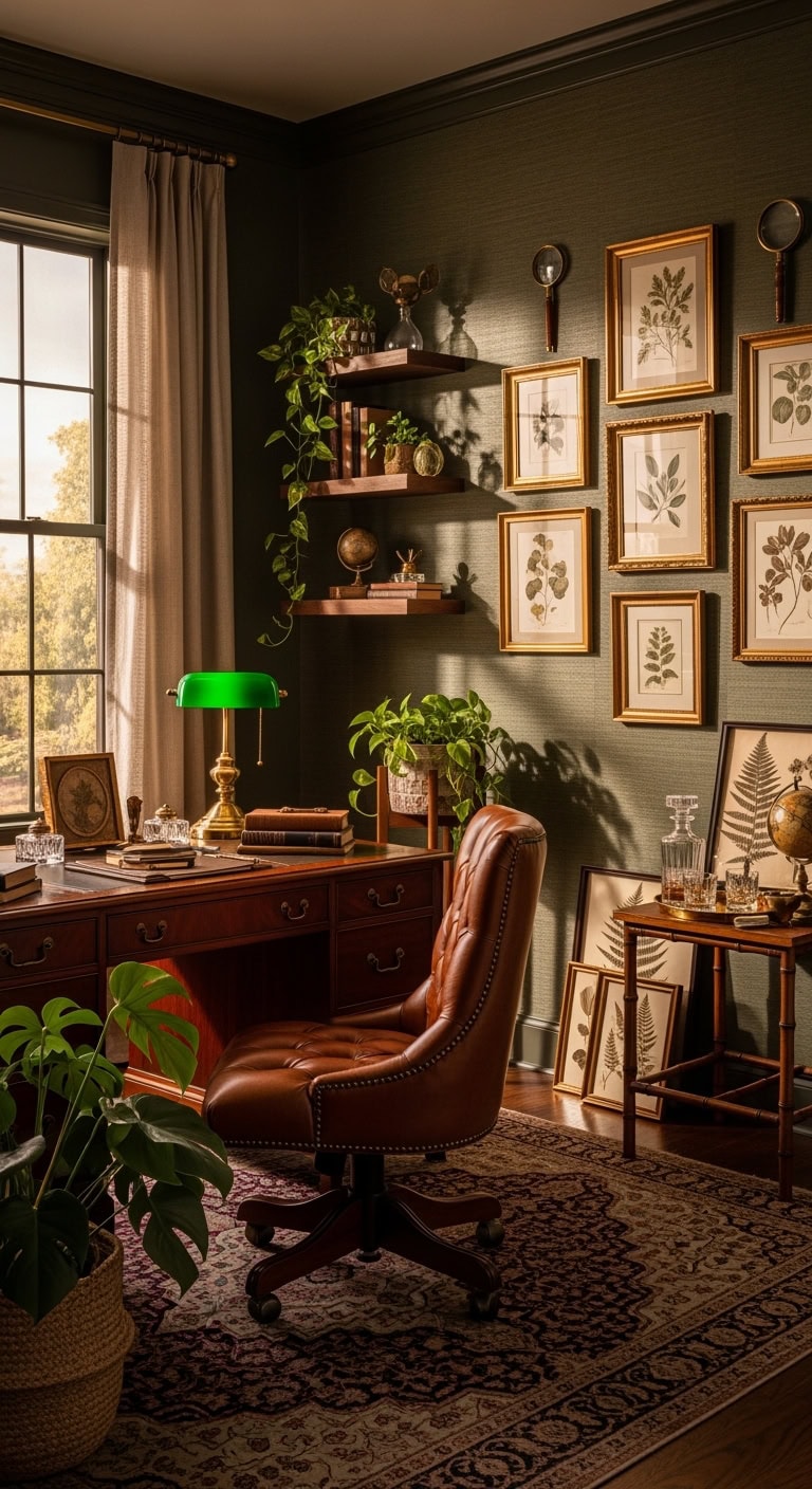 vintage botanical oasis workspace