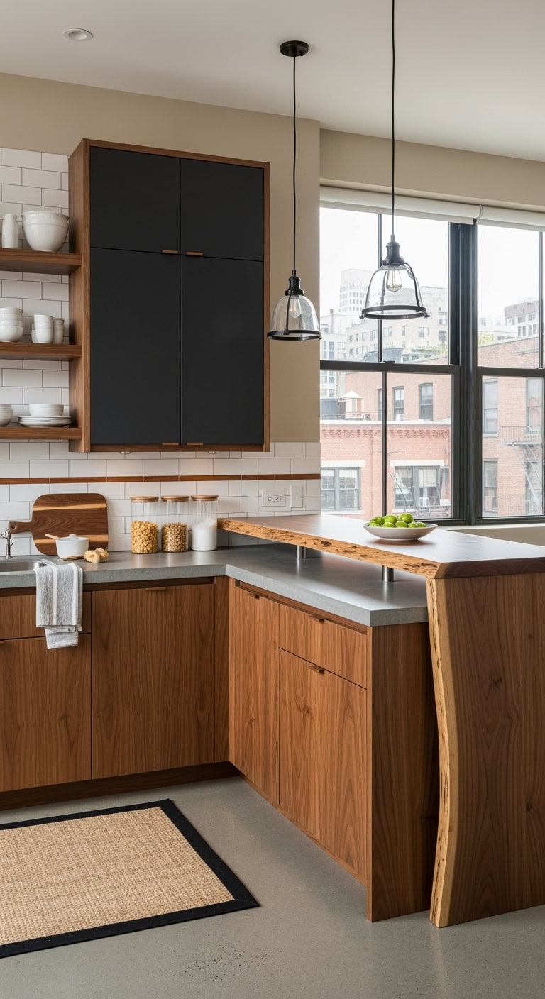 warm walnut industrial chic