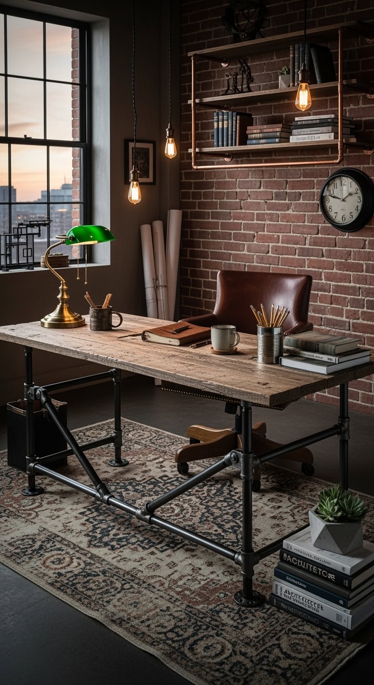 industrial metal pipe desk