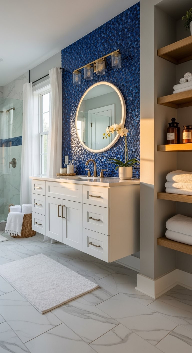 sparkling sapphire mosaic accent wall