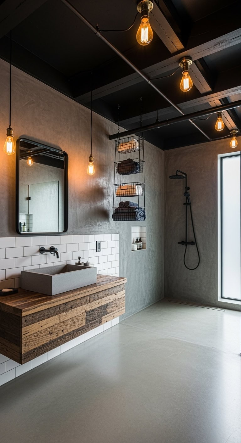 industrial chic concrete bathroom
