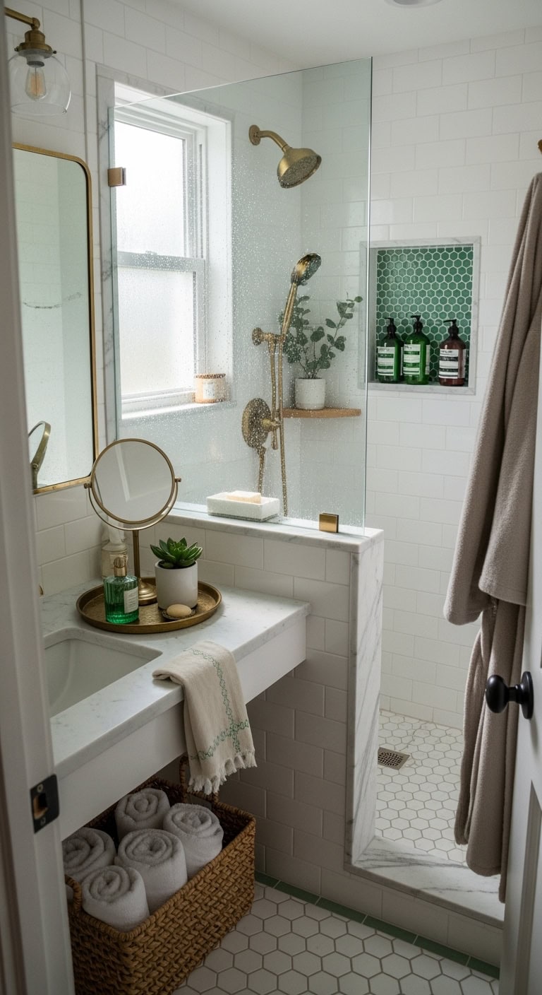 gem like jade mosaic shower experience