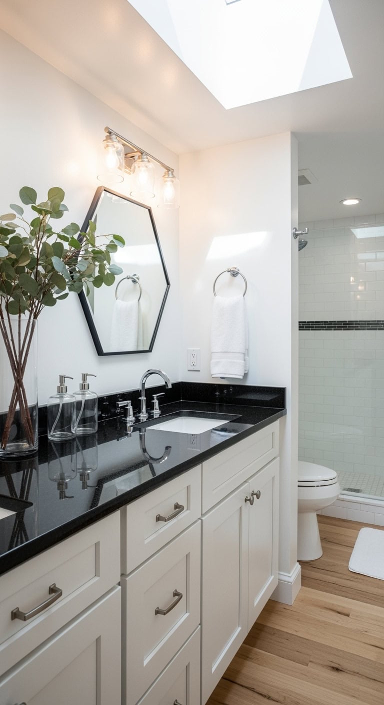 elegant sophisticated black granite vanity