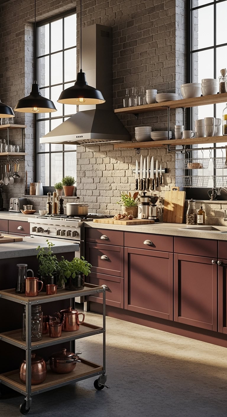 industrial plum kitchen elegance
