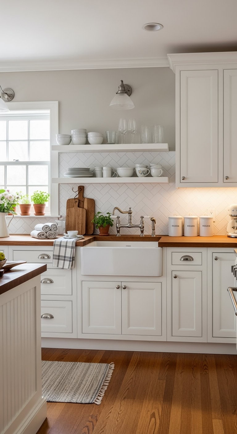timeless cozy white kitchen
