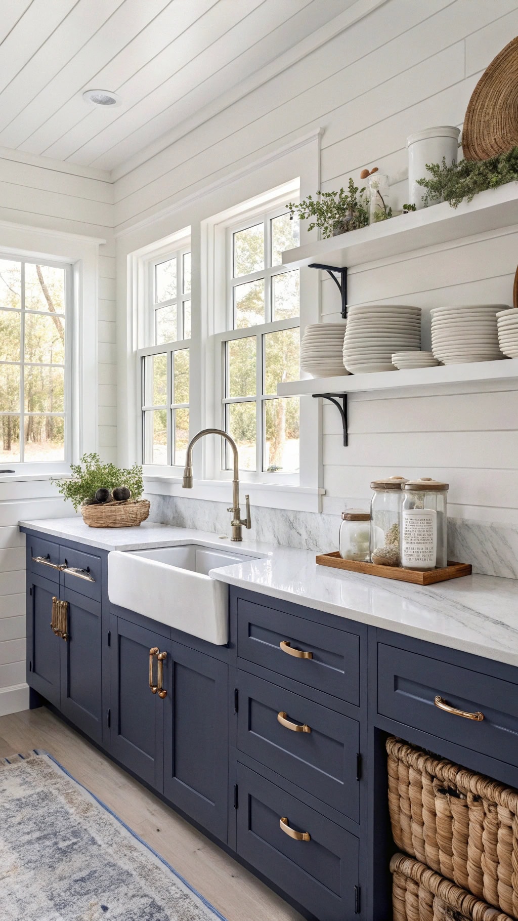 navy cabinets coastal cottage charm