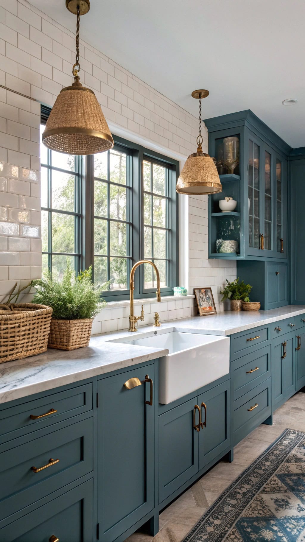 brass hardware enhances kitchen aesthetics