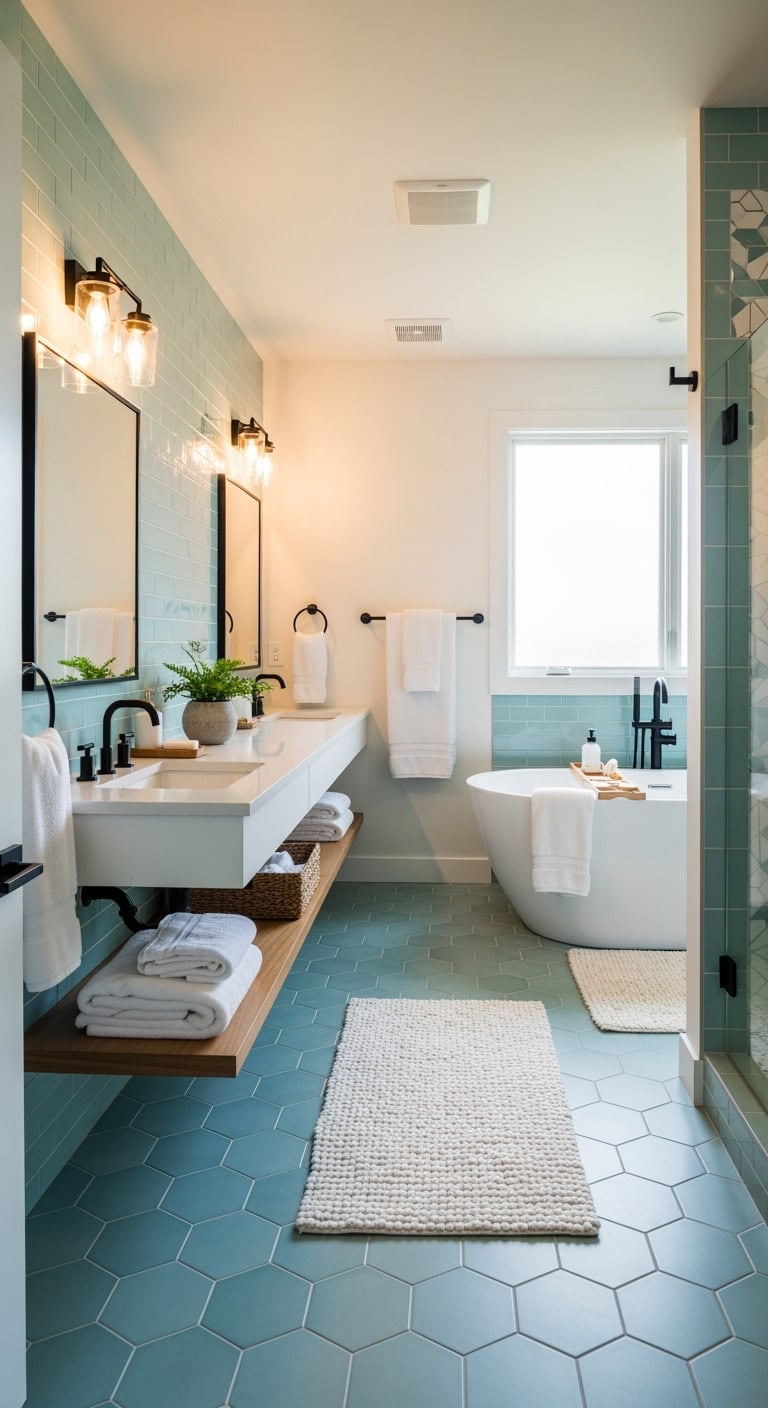 aqua geometric pattern combinations