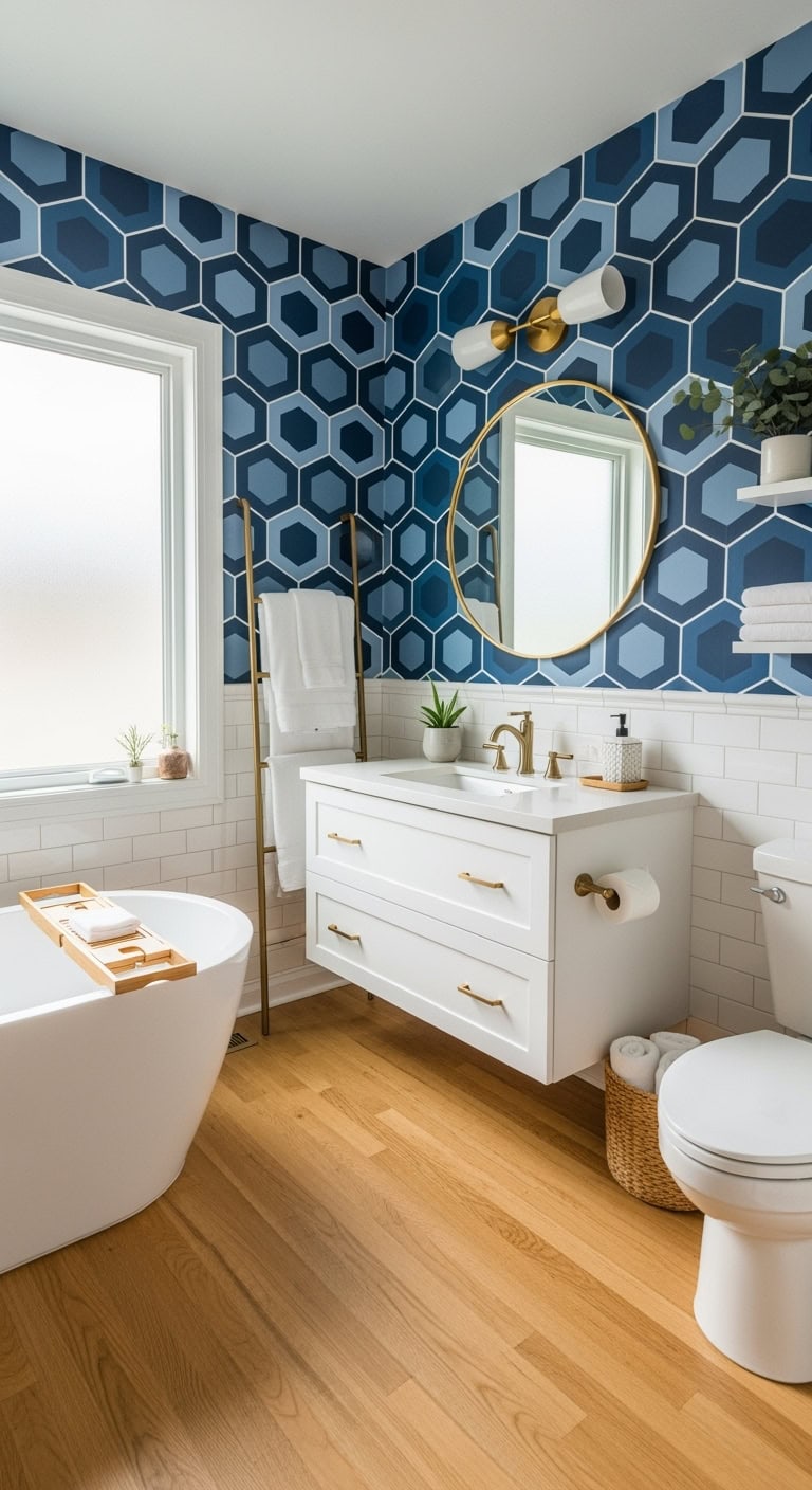 bold geometric blue wallpaper