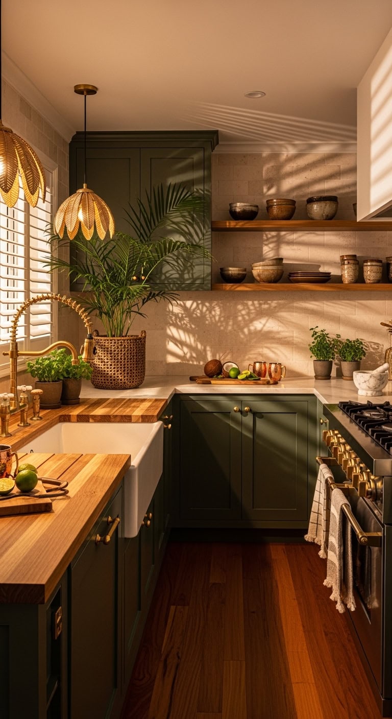 sophisticated island retreat brass palm faucets