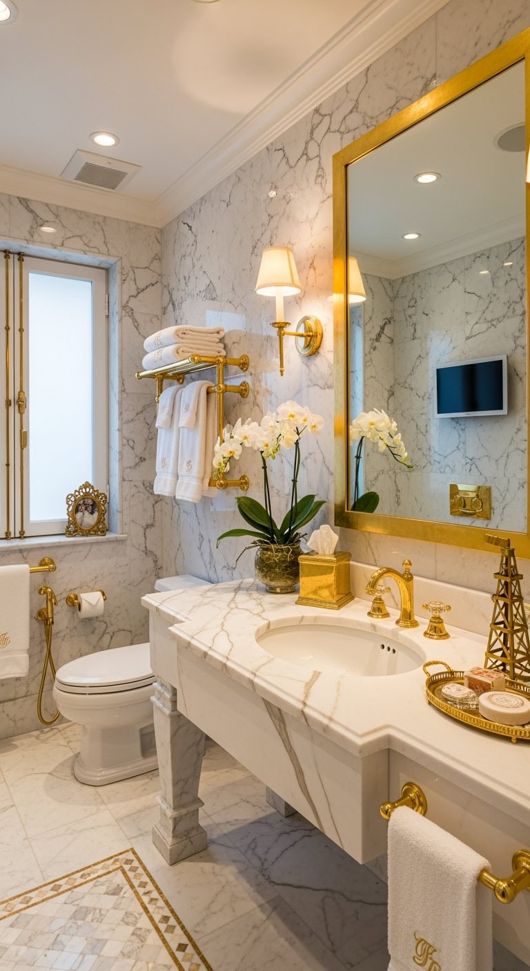 opulent lavish extravagant private jet bathroom