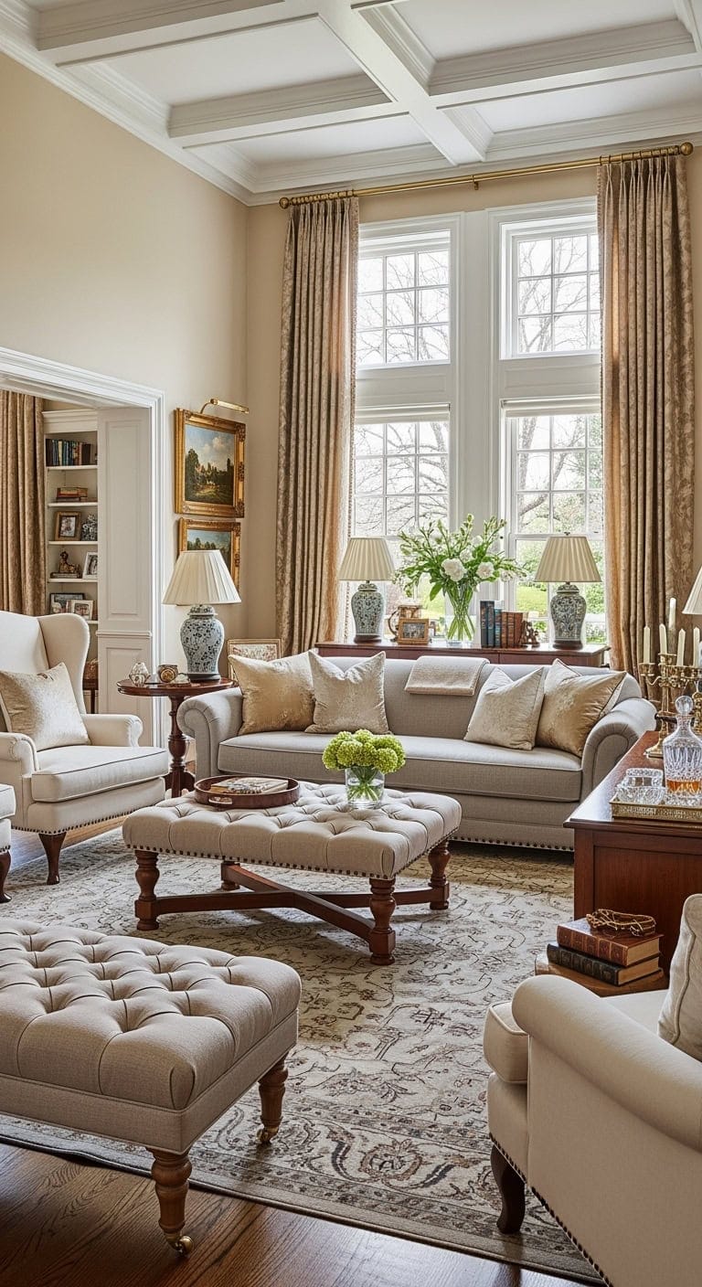 traditional tufted beige elegance