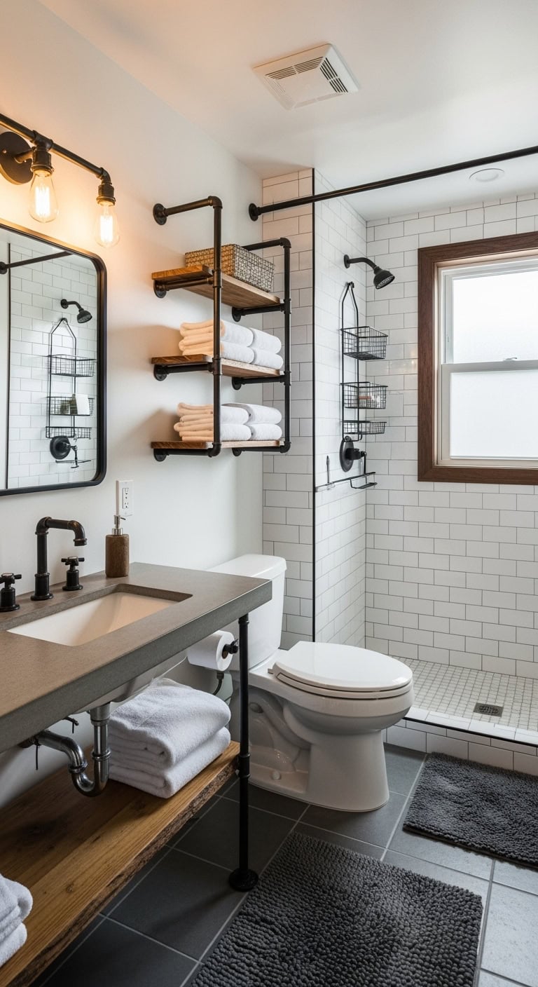 versatile moody industrial bathroom design