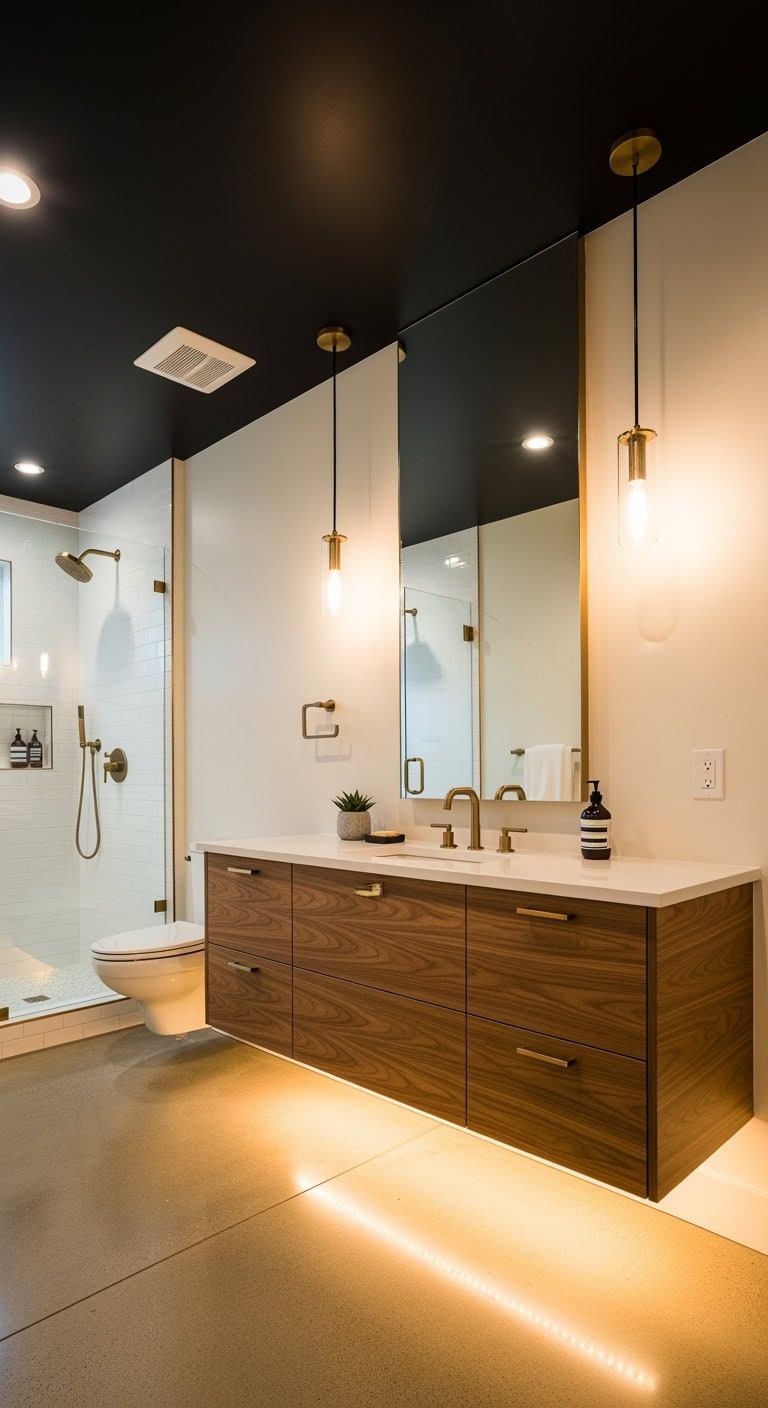 dramatic minimalist luxurious floating vanity