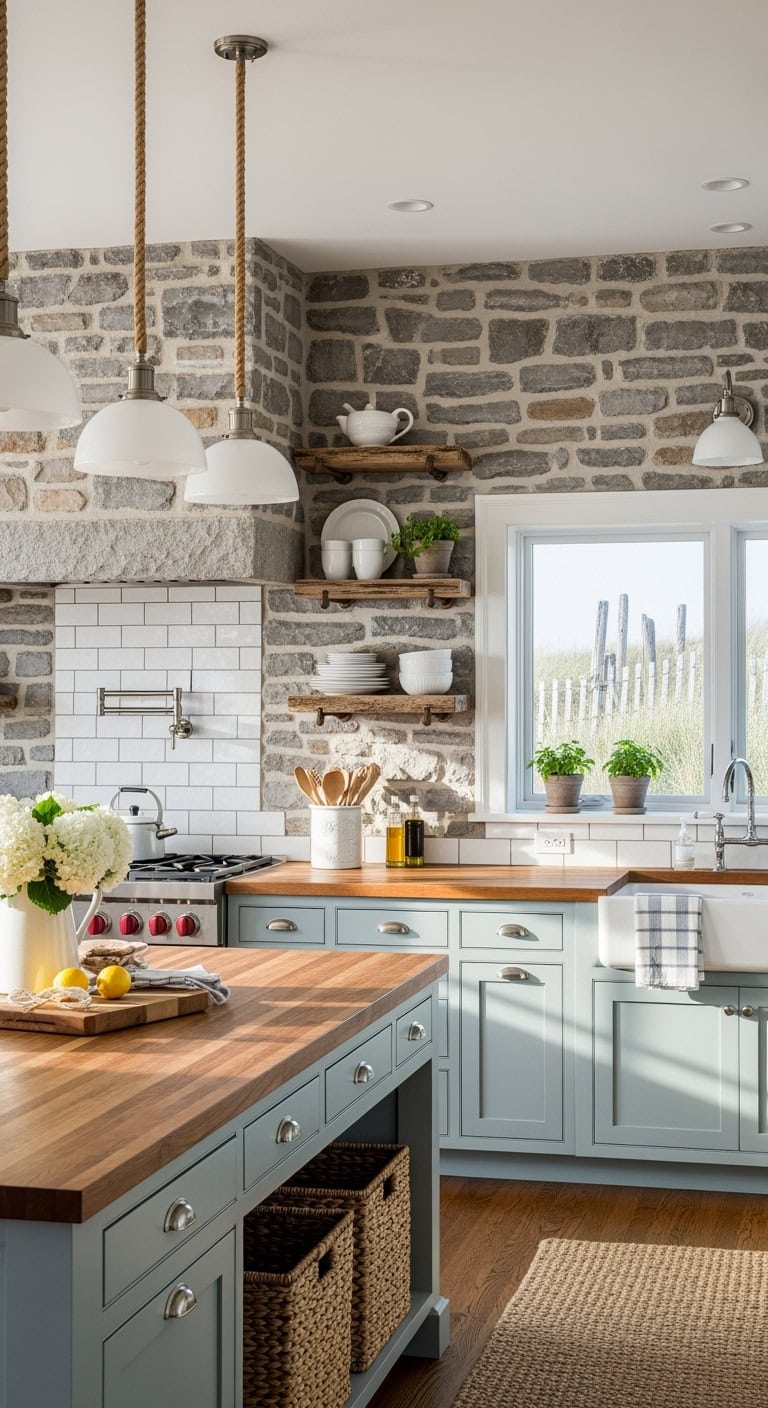 coastal cabin cozy comfort kitchen