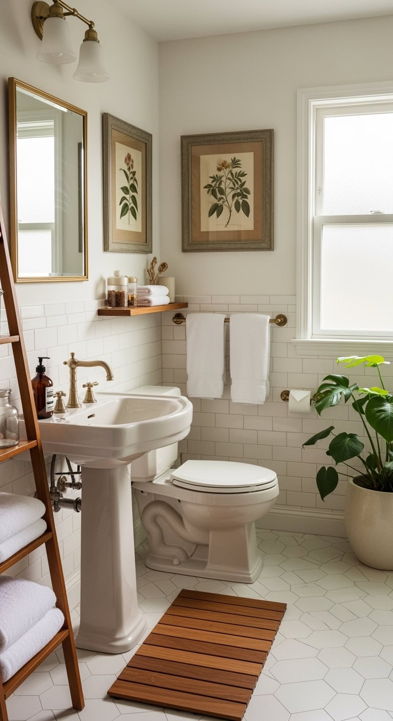 elegant cozy vintage bathroom aesthetic