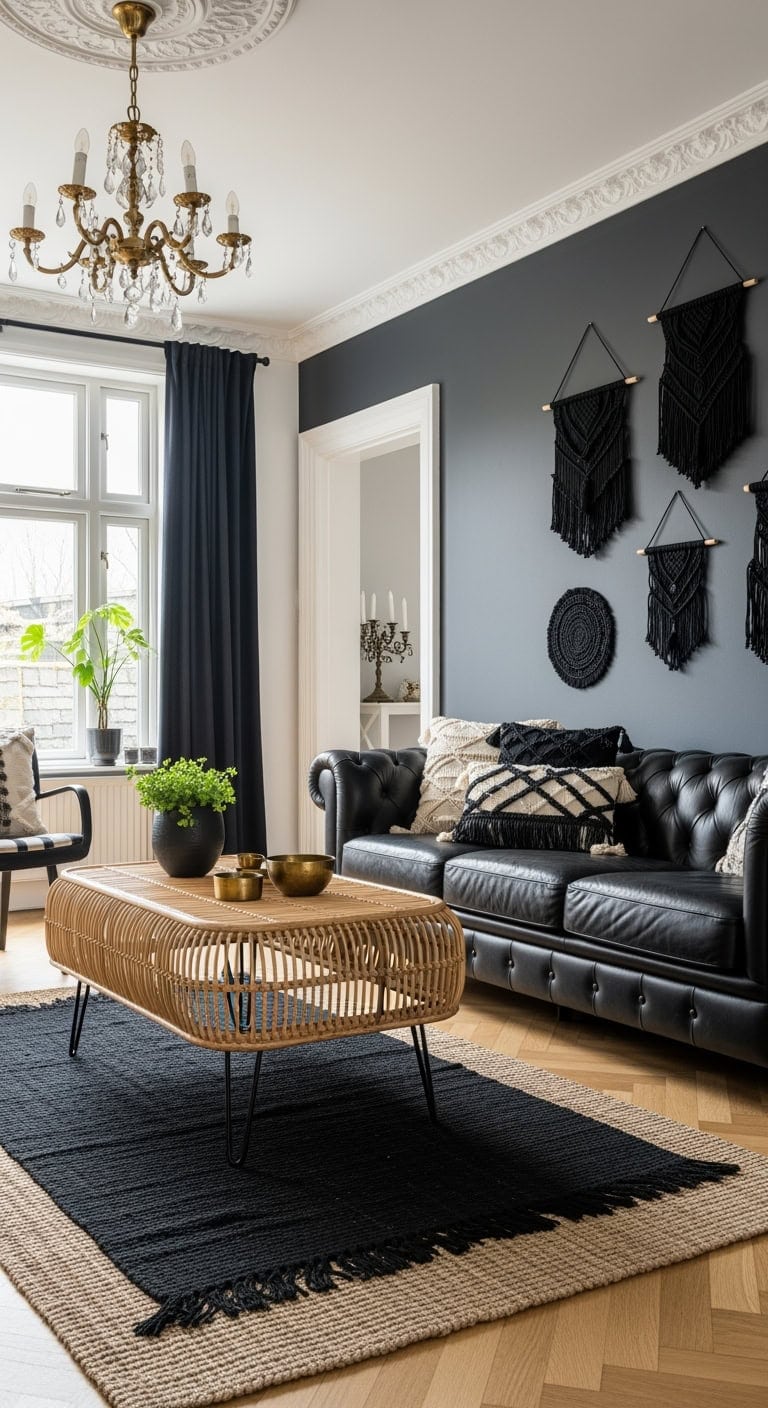 bohemian black macram greenery