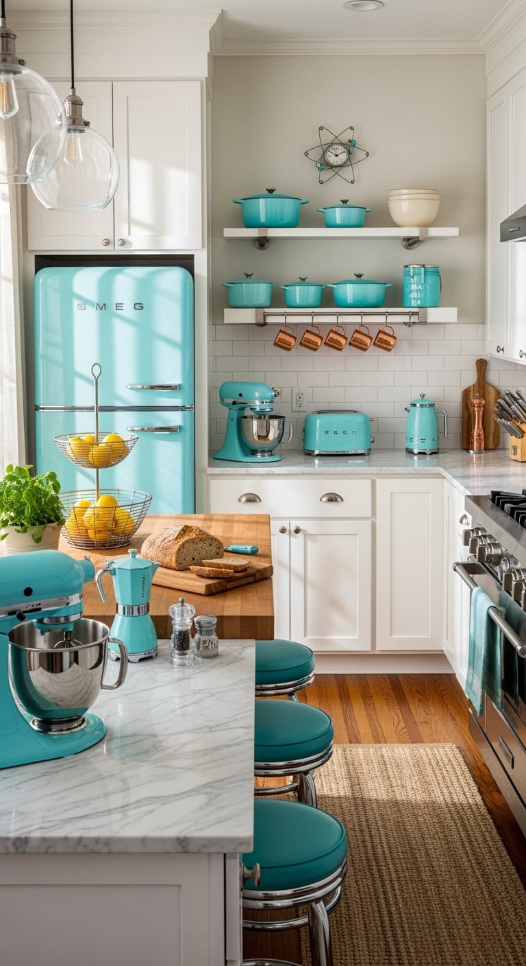 retro turquoise appliance kitchen collections