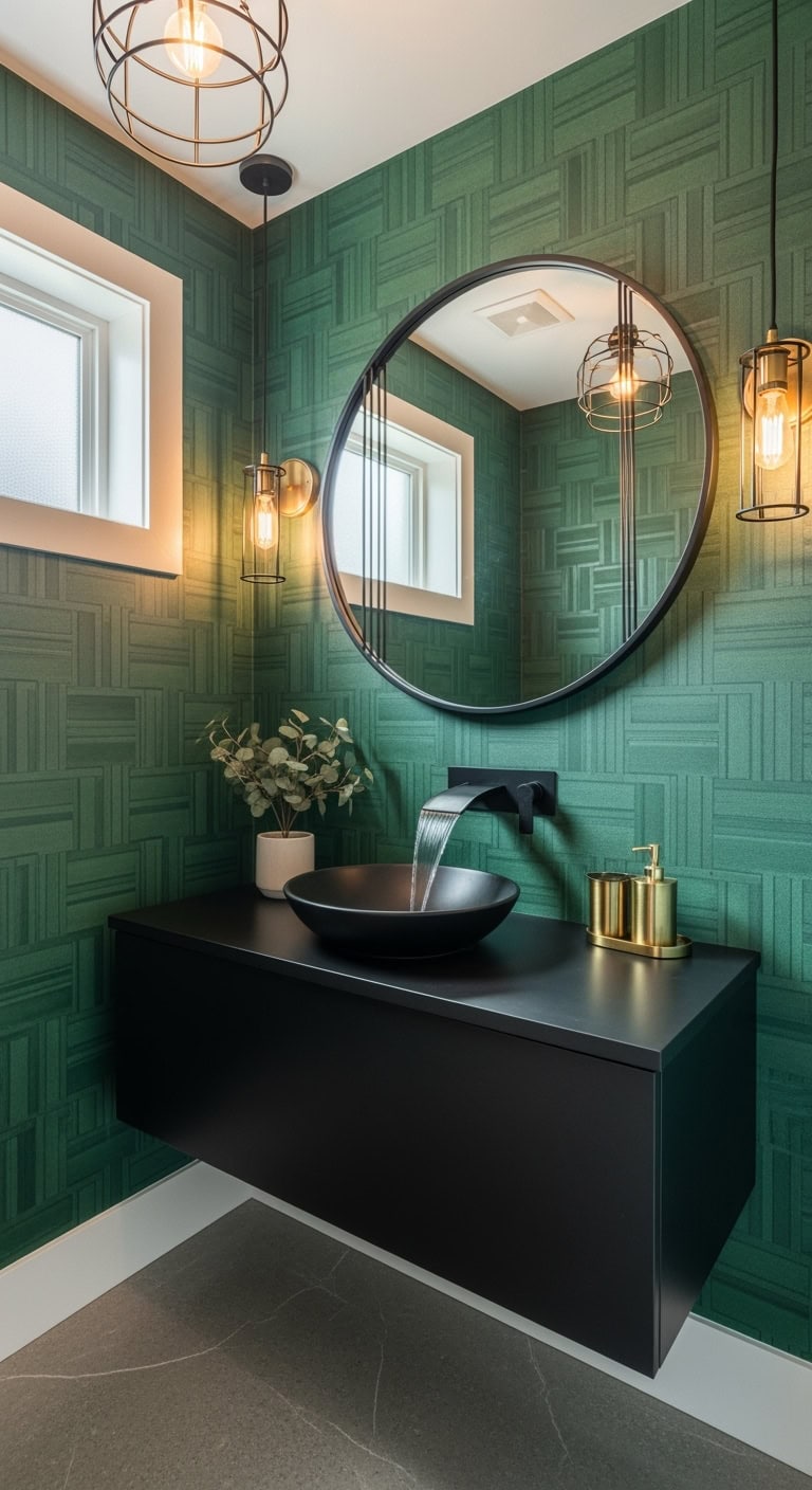 intimate luxurious powder room aesthetic