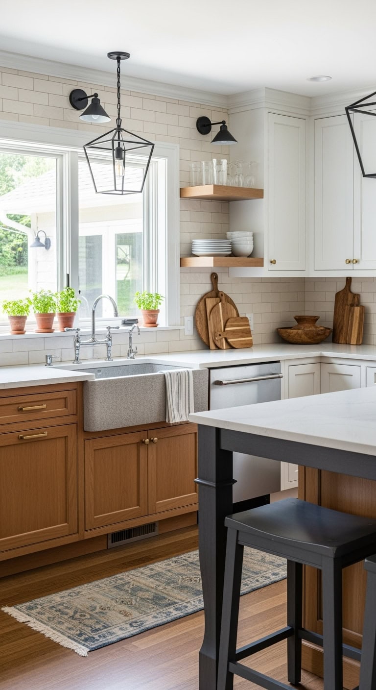 transitional kitchen s stone sink highlight