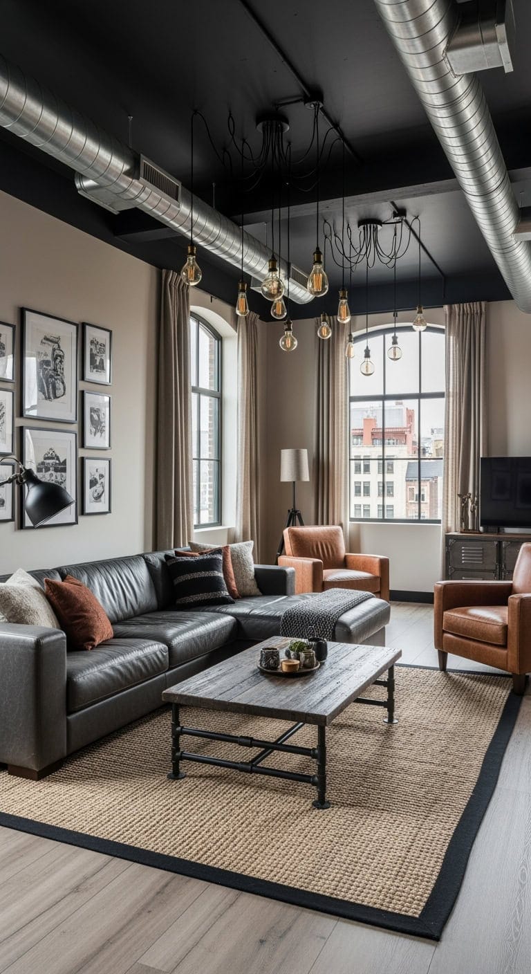 industrial black exposed ceiling