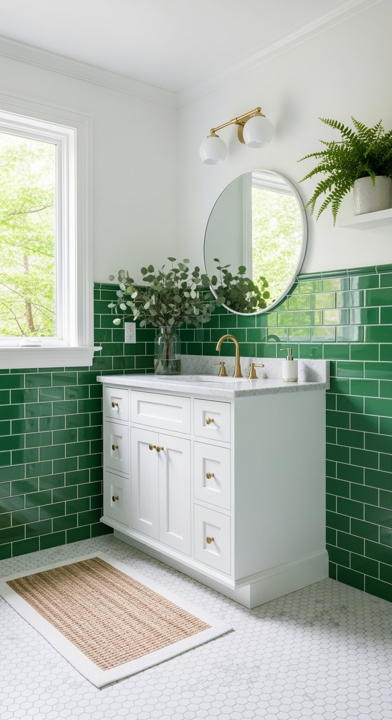 bold kelly green half wall