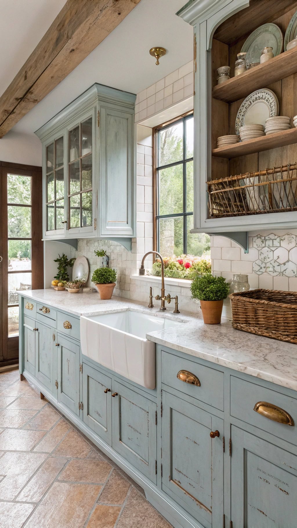 distressed blue cabinets charm