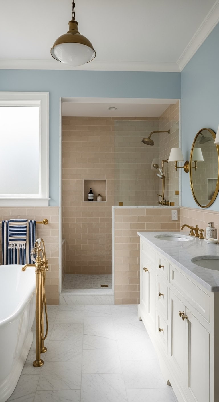 vintage brass bathroom fixture pairings