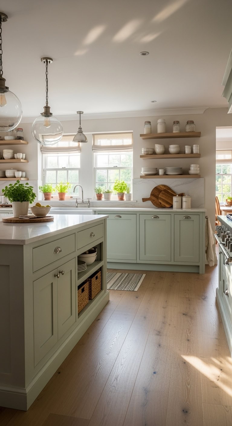 pistachio shaker kitchen elegance
