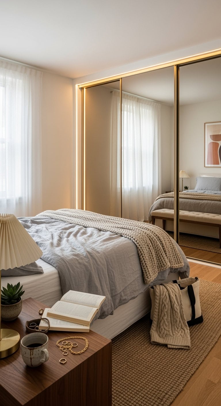 mirrored doors expand spacious sanctuary