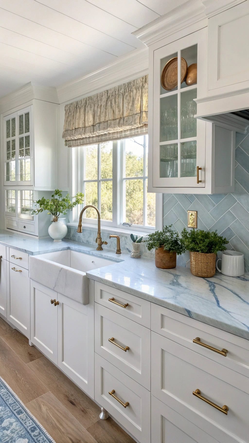 heavenly sky blue marble