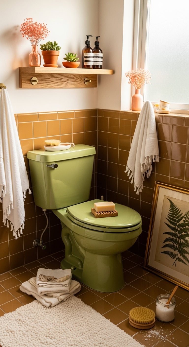 retro avocado green bathroom refresh