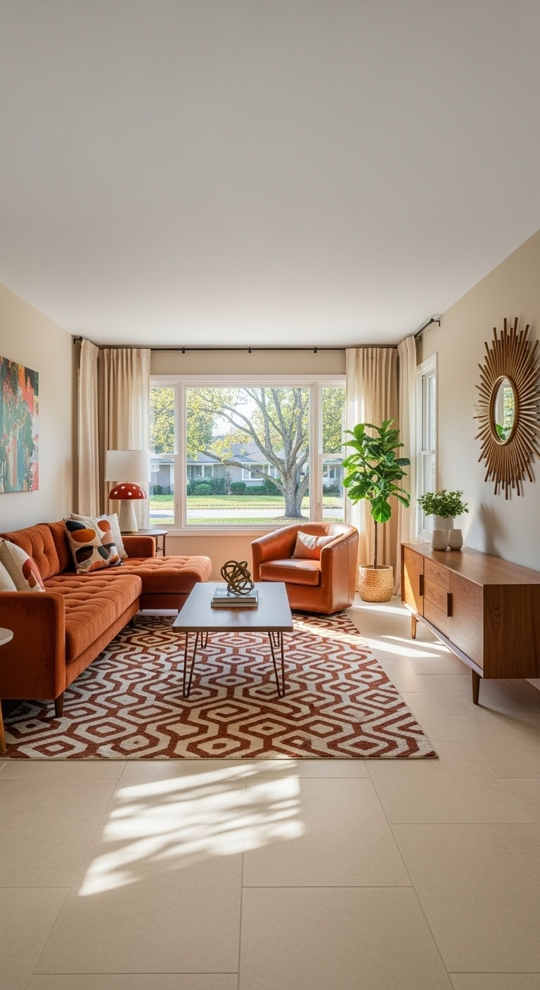 mid century walnut beige chic