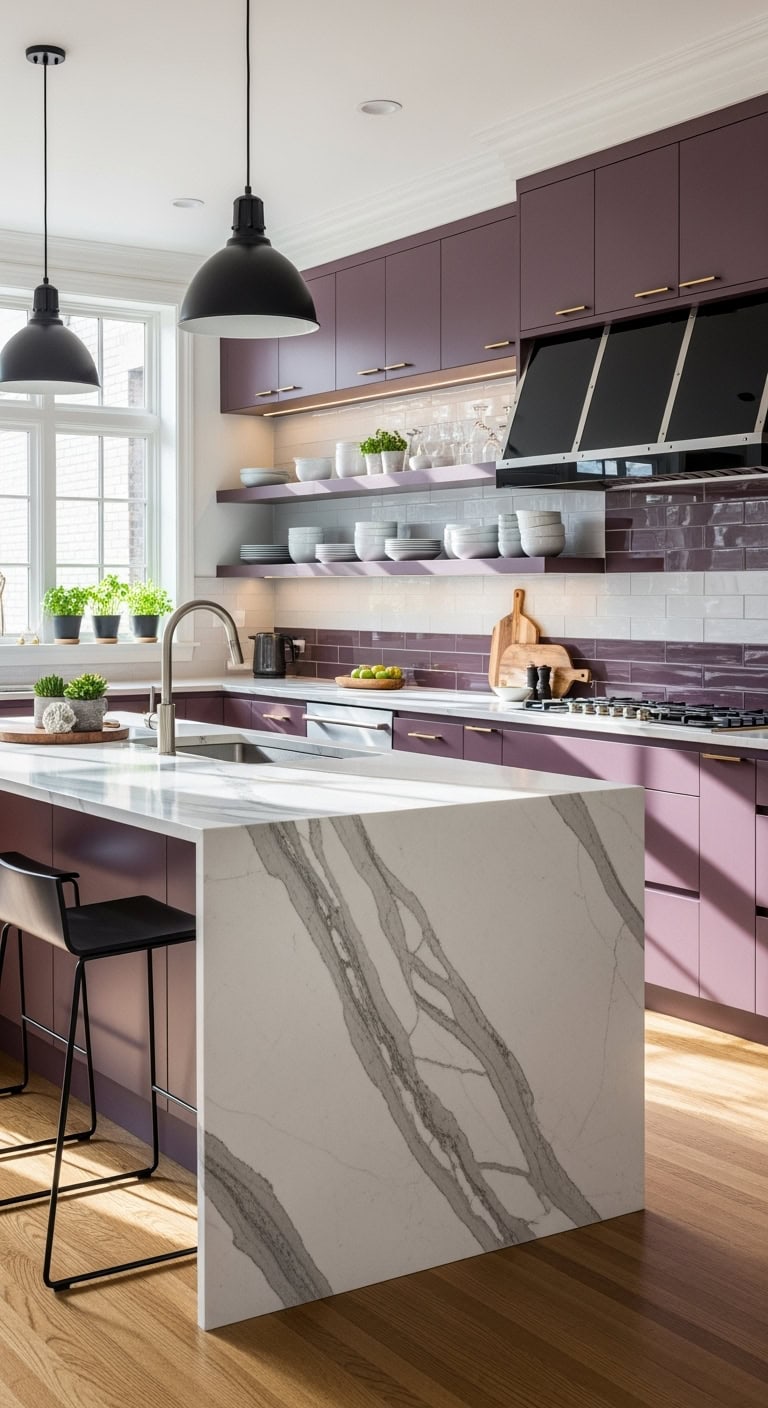 bold plum kitchen design