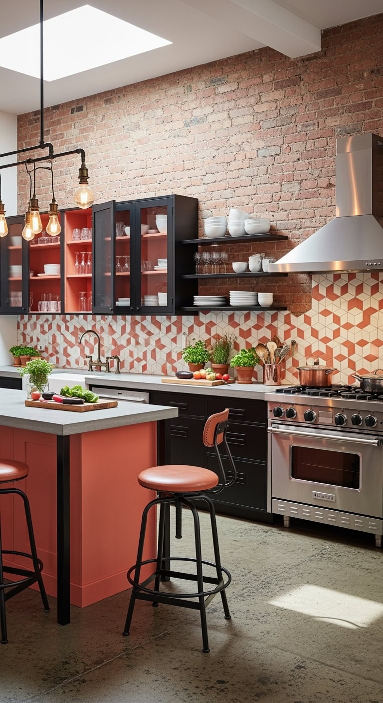 coral meets industrial elegance