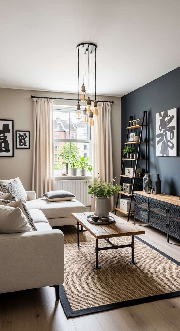 industrial cream and gold loft vibe